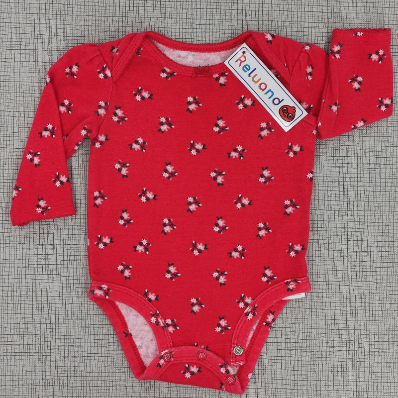 Body rojo manga larga con flores