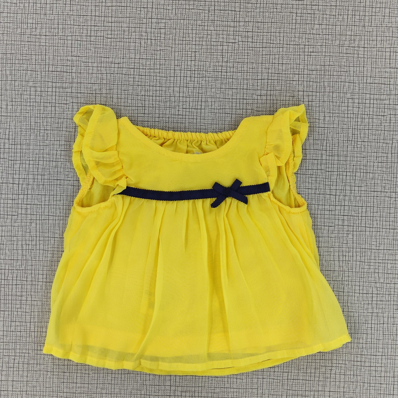 Blusa amarilla doble tela manga corta